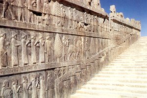 A Section of the relief
 on the south wing of the east side of the Apadana at Persepolis