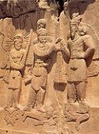 Rock relief at Taq-i-Bustan