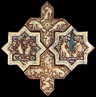 Two cross tiles and two star tiles, Kashan